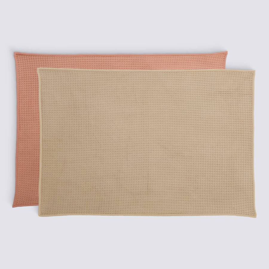 Lot de 2 chiffons, 60x45 cm, beige / rose
