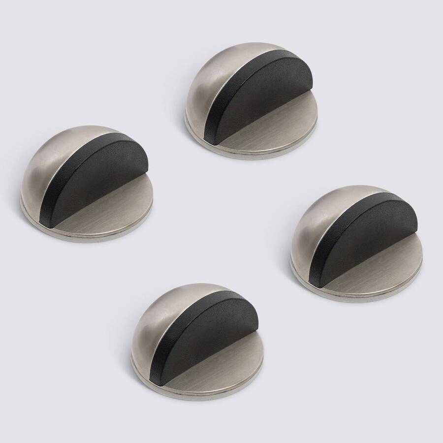 Lot de 4 stop-portes adhésifs, acier inoxydable, argent