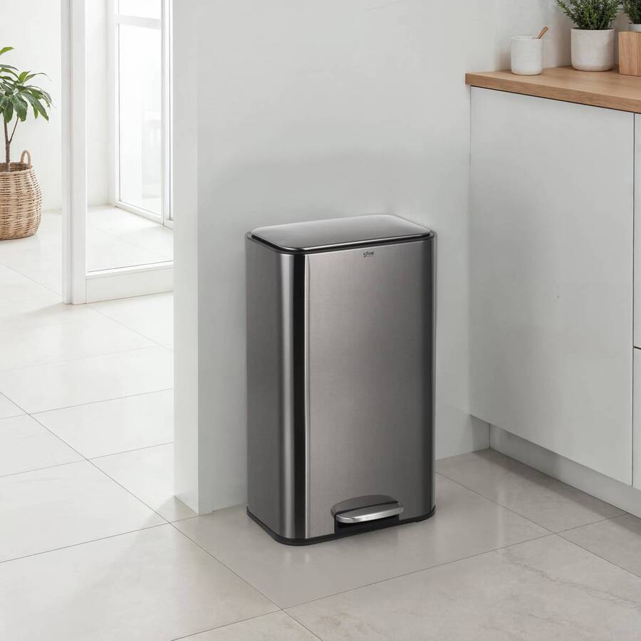 Poubelle manuelle, 30l, gris charbon Delta