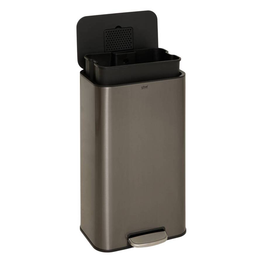 Poubelle manuelle, 30l, gris charbon Delta