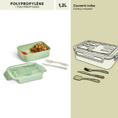 Lunch box avec couverts, 1,2l, vert