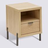 Table de chevet 1 porte, 40,5x39,5 cm, beige Alvo