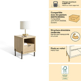 Table de chevet 1 porte, 40,5x39,5 cm, beige Alvo