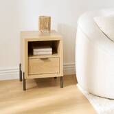 Table de chevet 1 porte, 40,5x39,5 cm, beige Alvo