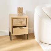 Table de chevet 1 porte, 40,5x39,5 cm, beige Alvo