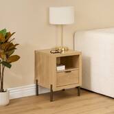 Table de chevet 1 porte, 40,5x39,5 cm, beige Alvo
