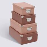 Lot de 4 boîtes de rangement, rose blush et rose foncé Box'