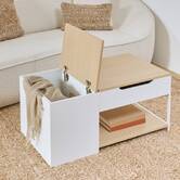 Table basse 1 tiroir 1 porte, 90x50 cm, blanc Luma