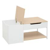 Table basse 1 tiroir 1 porte, 90x50 cm, blanc Luma
