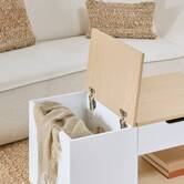 Table basse 1 tiroir 1 porte, 90x50 cm, blanc Luma