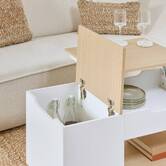 Table basse 1 tiroir 1 porte, 90x50 cm, blanc Luma