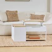 Table basse 1 tiroir 1 porte, 90x50 cm, blanc Luma