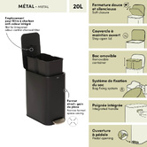Poubelle manuelle slim, 20l, noir Delta