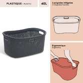 Corbeille à linge, 40l, gris foncé