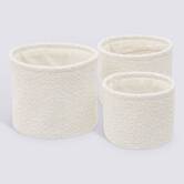 Lot de 3 paniers de rangement, d.14/16/18 cm, blanc Bouclette
