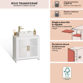Meuble sous-lavabo 2 portes, 70x35 cm, blanc Orea