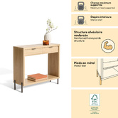 Console 2 tiroirs, 92,5x32 cm, beige Alvo