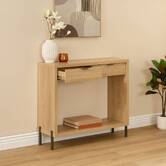 Console 2 tiroirs, 92,5x32 cm, beige Alvo