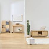 Console 2 tiroirs, 92,5x32 cm, beige Alvo