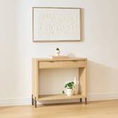 Console 2 tiroirs, 92,5x32 cm, beige Alvo