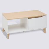Table basse 1 porte, 90x48 cm, blanc Luma