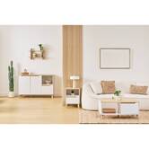 Table basse 1 porte, 90x48 cm, blanc Luma