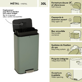 Poubelle manuelle, 30l, vert Delta