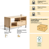 Table basse 1 tiroir, 92,5x39,5 cm, beige Alvo