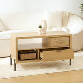 Table basse 1 tiroir, 92,5x39,5 cm, beige Alvo