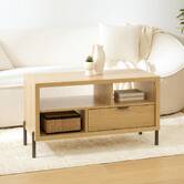 Table basse 1 tiroir, 92,5x39,5 cm, beige Alvo