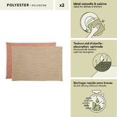 Lot de 2 chiffons, 60x45 cm, beige / rose
