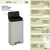 Poubelle manuelle, 30l, gris charbon Delta