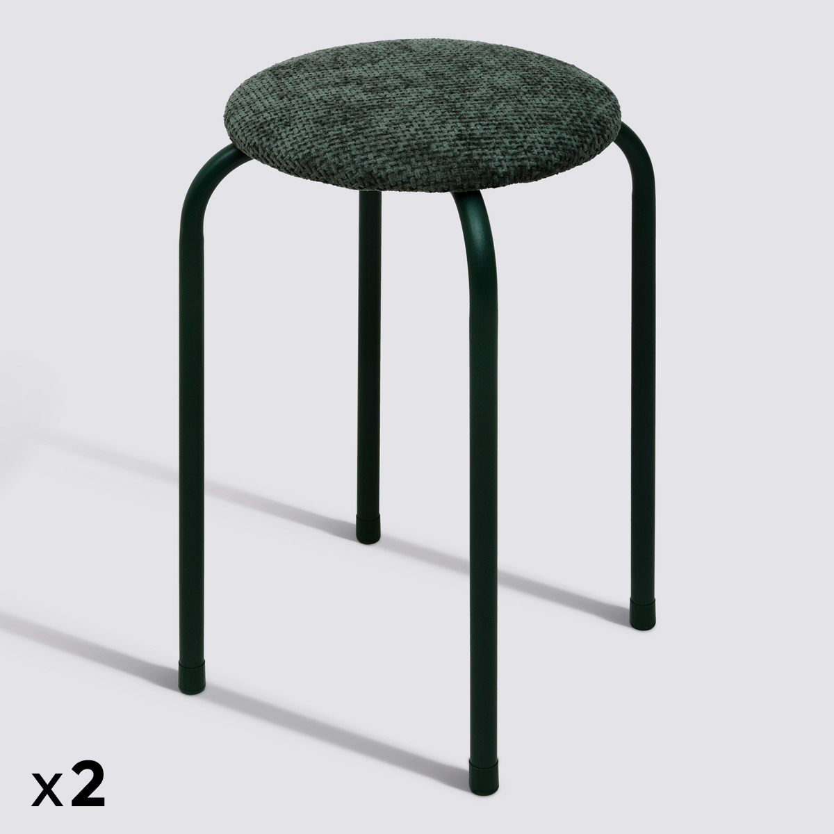 Lot de 2 tabourets empilables, d.38 cm, vert kaki Flexy