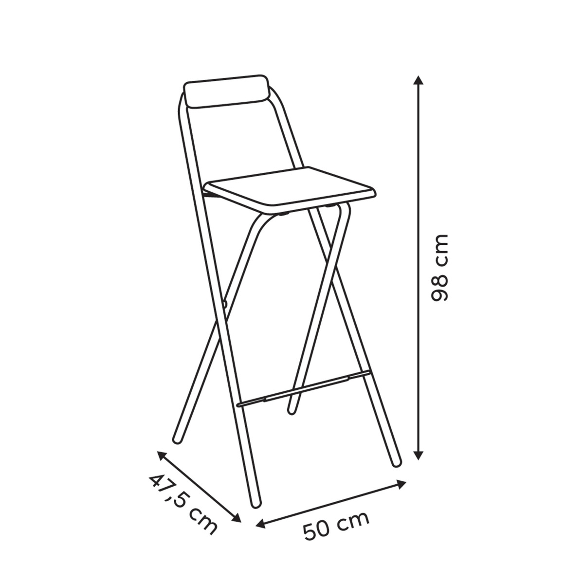 Set chaise de bar pliante et 2 tabourets empilables