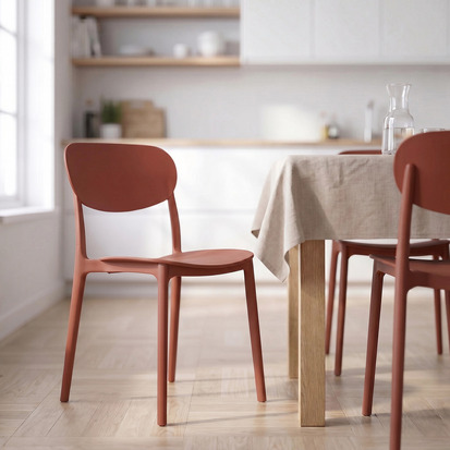 Lot de 4 chaises empilables plastique, ocre Plasta