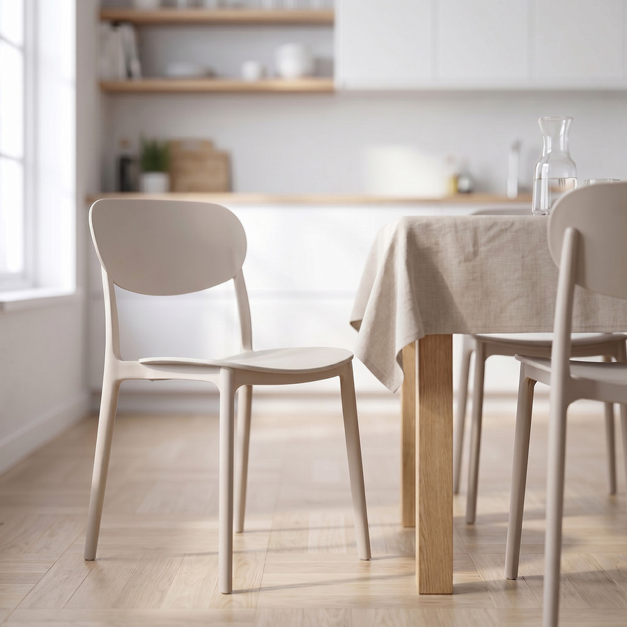 Lot de 6 chaises empilables plastique, taupe Plasta