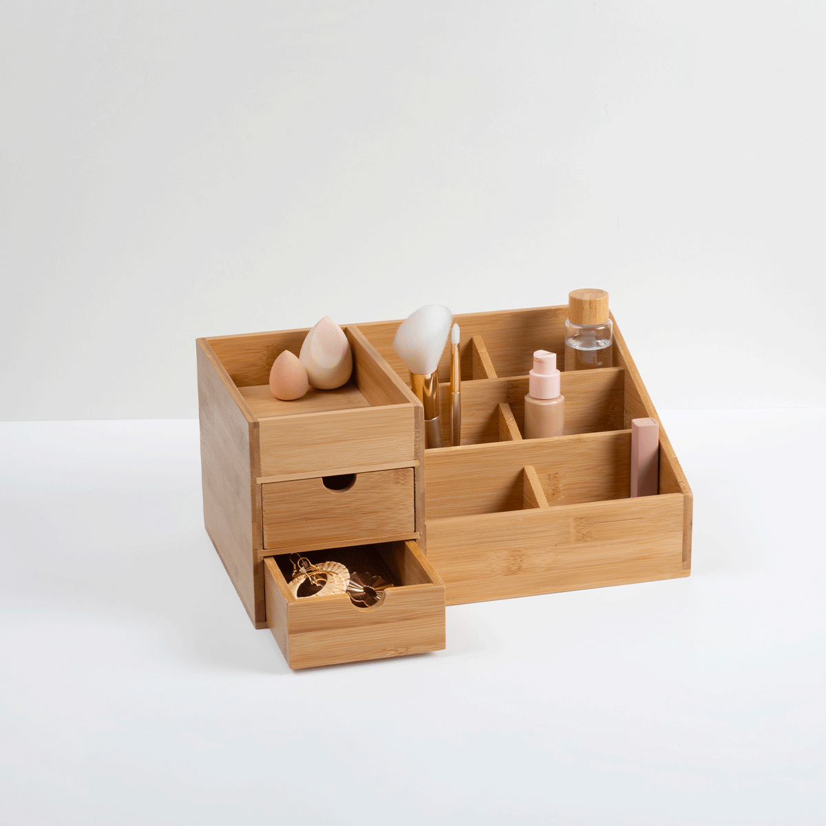 Organiseur 2 tiroirs/ 6 compartiments Bambou