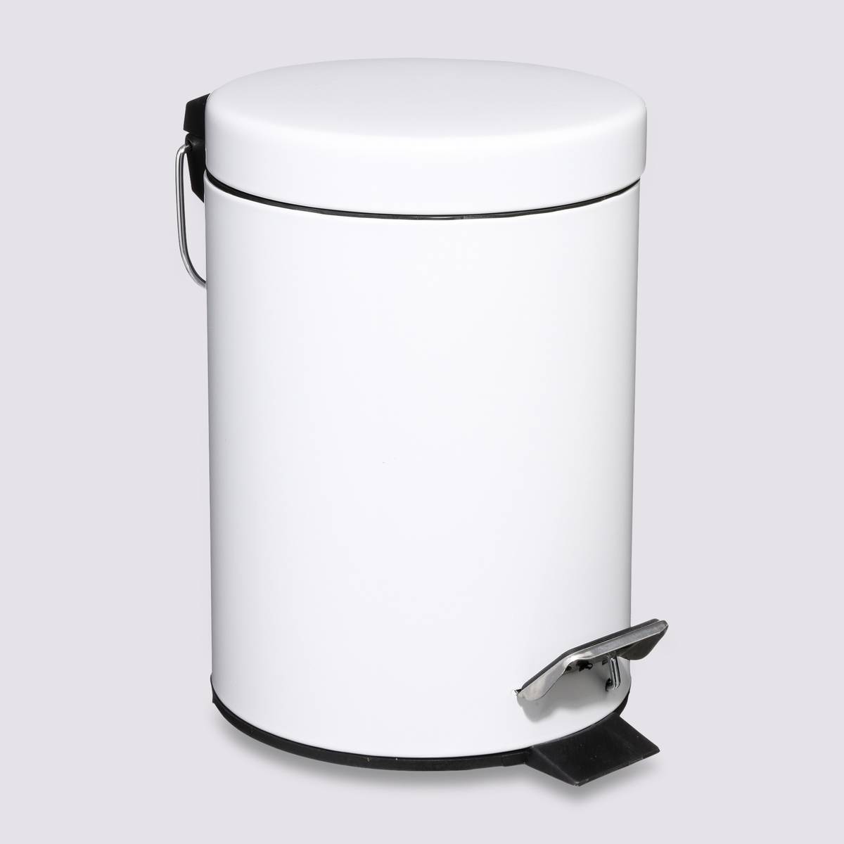 Poubelle ronde métal 3l, blanc Colorama