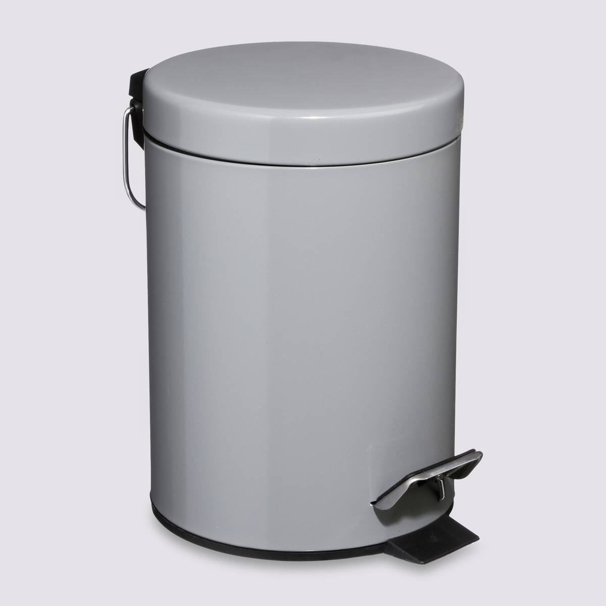 Poubelle ronde métal 3l, gris Colorama