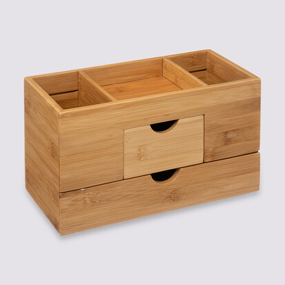 Organiseur 2 tiroirs/3 compartiements Bambou