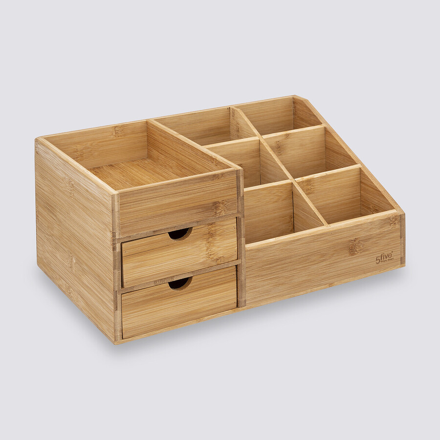 Organiseur 2 tiroirs/ 6 compartiments Bambou