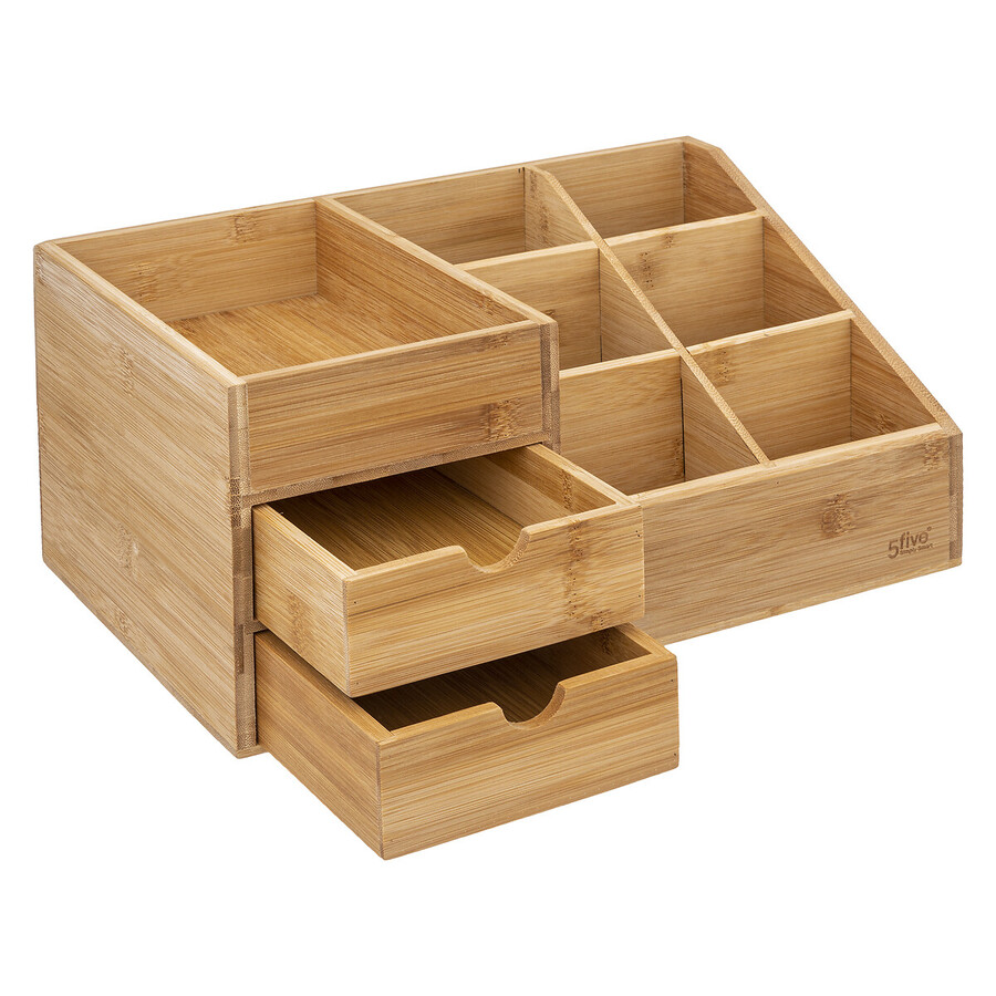 Organiseur 2 tiroirs/ 6 compartiments Bambou