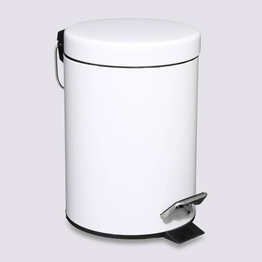 Poubelle ronde métal 3l, blanc Colorama