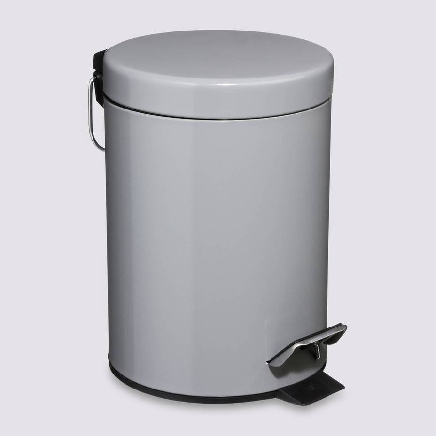 Poubelle ronde métal 3l, gris Colorama